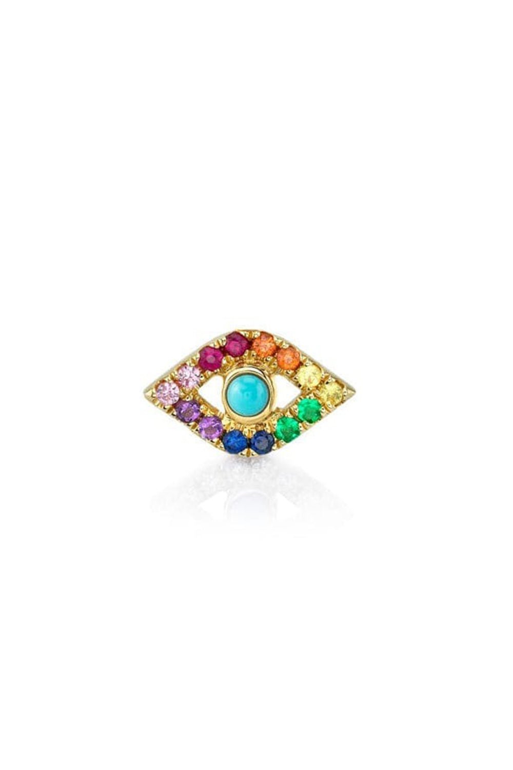 SYDNEY EVAN-Large Bezel Turquoise Evil Eye Earring-ROSE GOLD