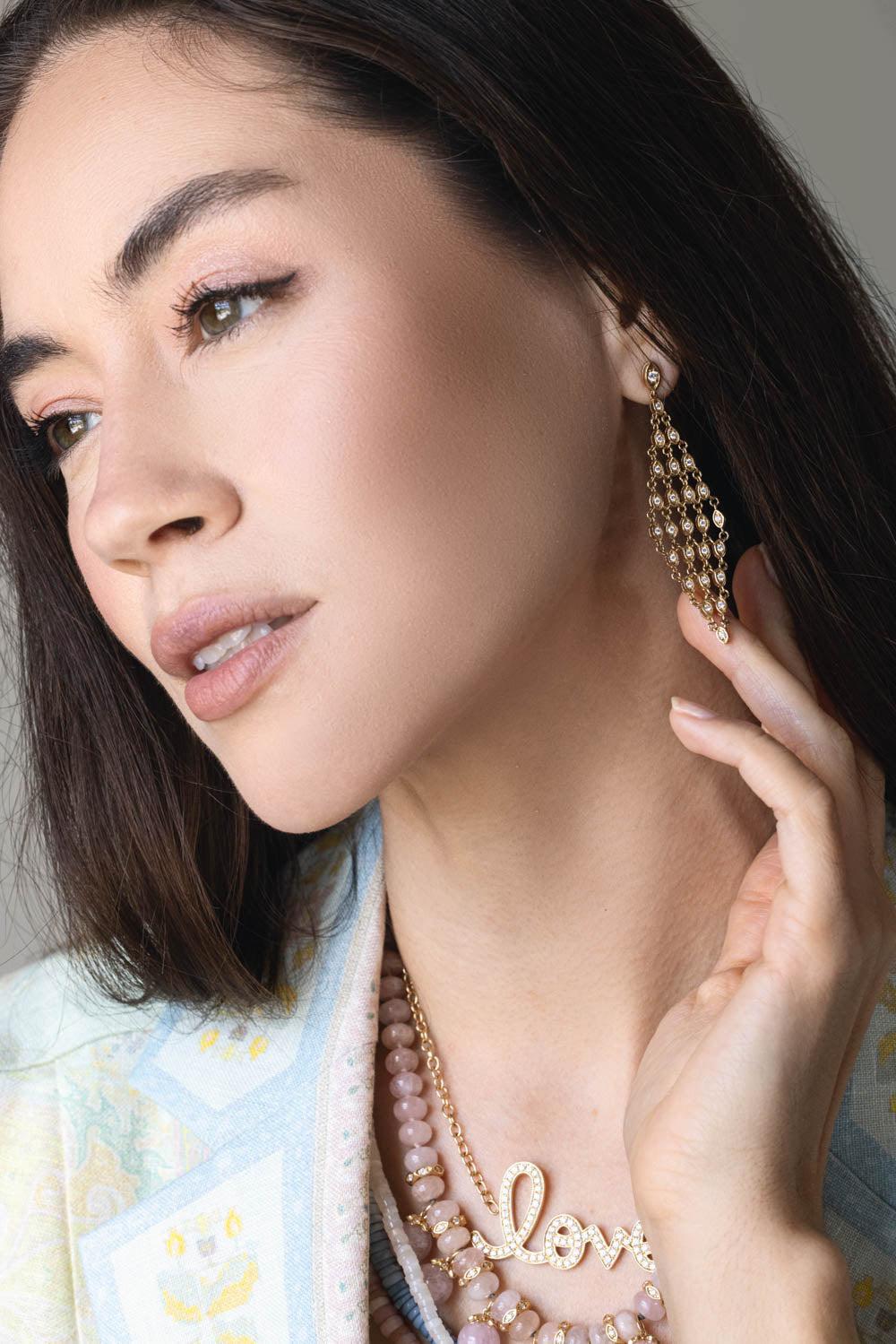 SYDNEY EVAN-Diamond Cage Fence Drop Earrings-YELLOW GOLD