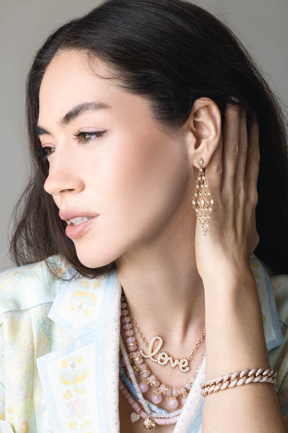 SYDNEY EVAN-Diamond Cage Fence Drop Earrings-YELLOW GOLD