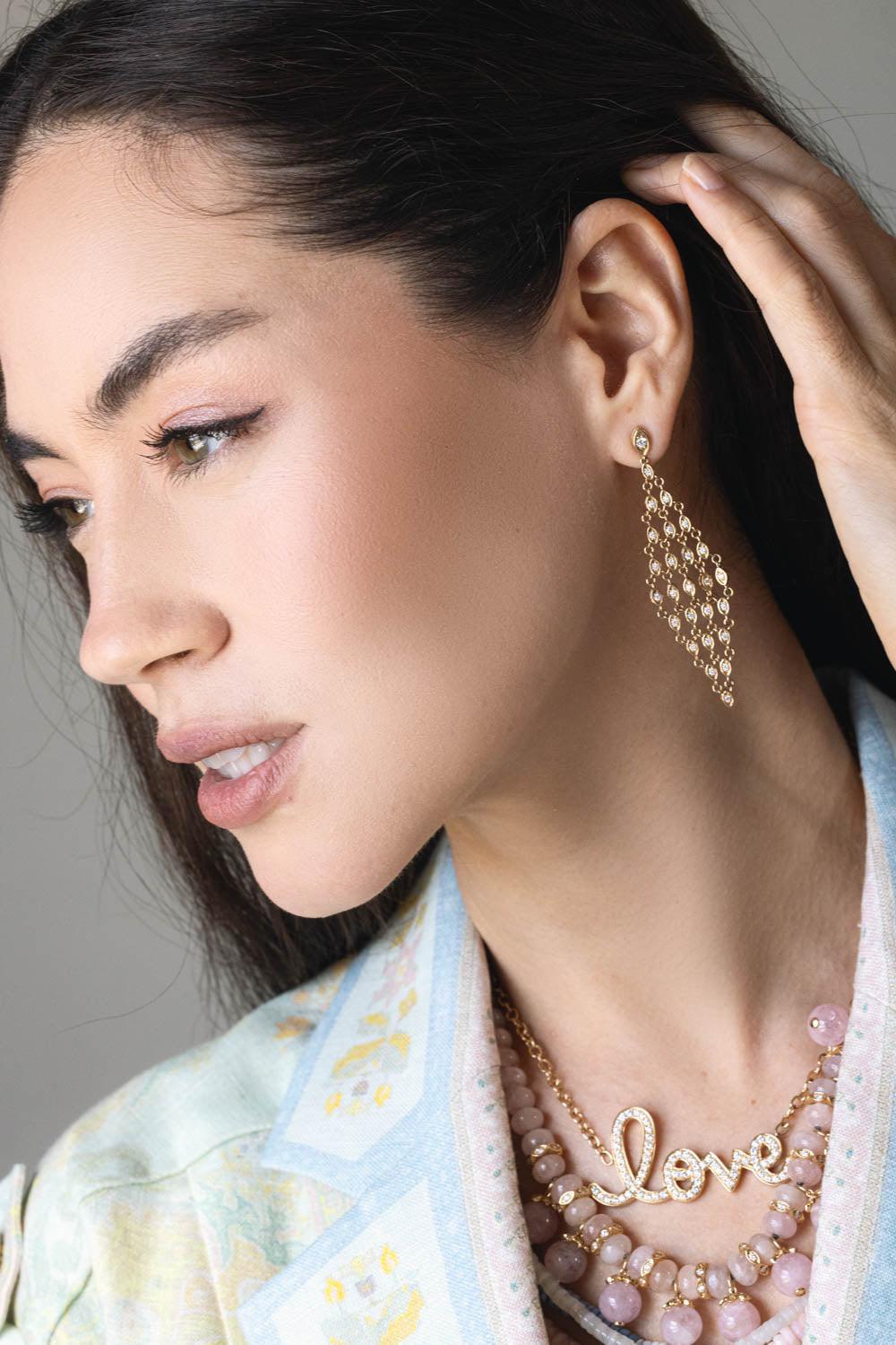 SYDNEY EVAN-Diamond Cage Fence Drop Earrings-YELLOW GOLD