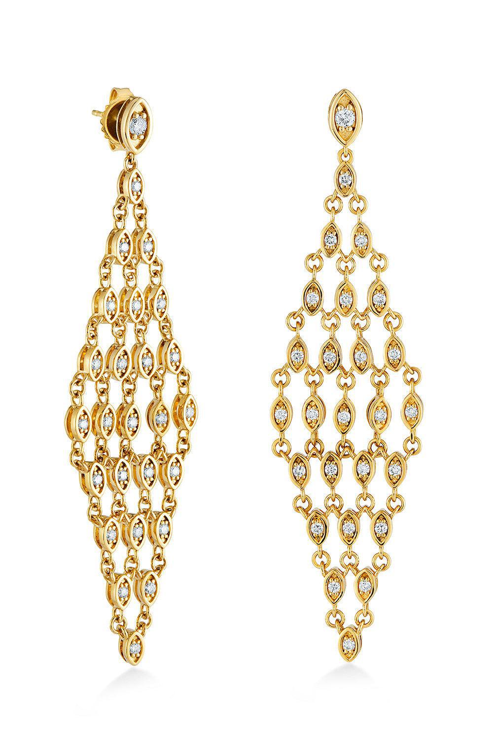 SYDNEY EVAN-Diamond Cage Fence Drop Earrings-YELLOW GOLD