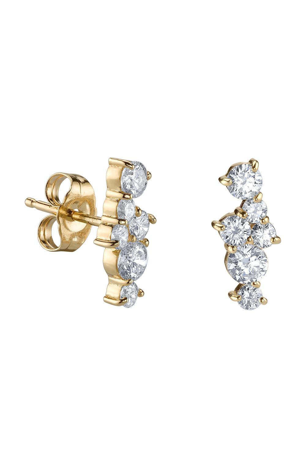 Diamond Cocktail Bar Stud Earrings-YELLOW GOLD-JEWELRYFINE JEWELEARRING-SYDNEY EVAN