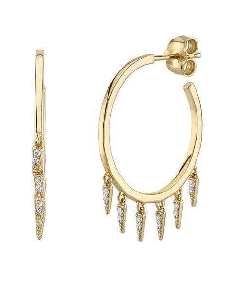 SYDNEY EVAN-Diamond Medium Fringe Hoops-YELLOW GOLD
