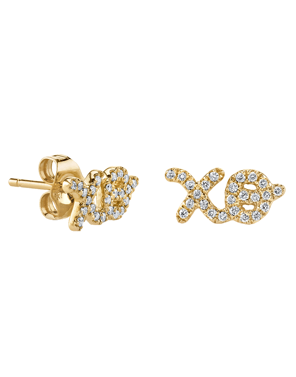 SYDNEY EVAN-Diamond Pave Xo Stud Earrings-YELLOW GOLD