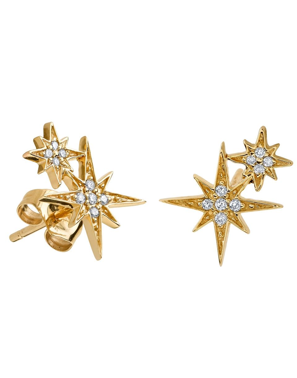 SYDNEY EVAN-Double Pave Diamond Starburst Studs-YELLOW GOLD
