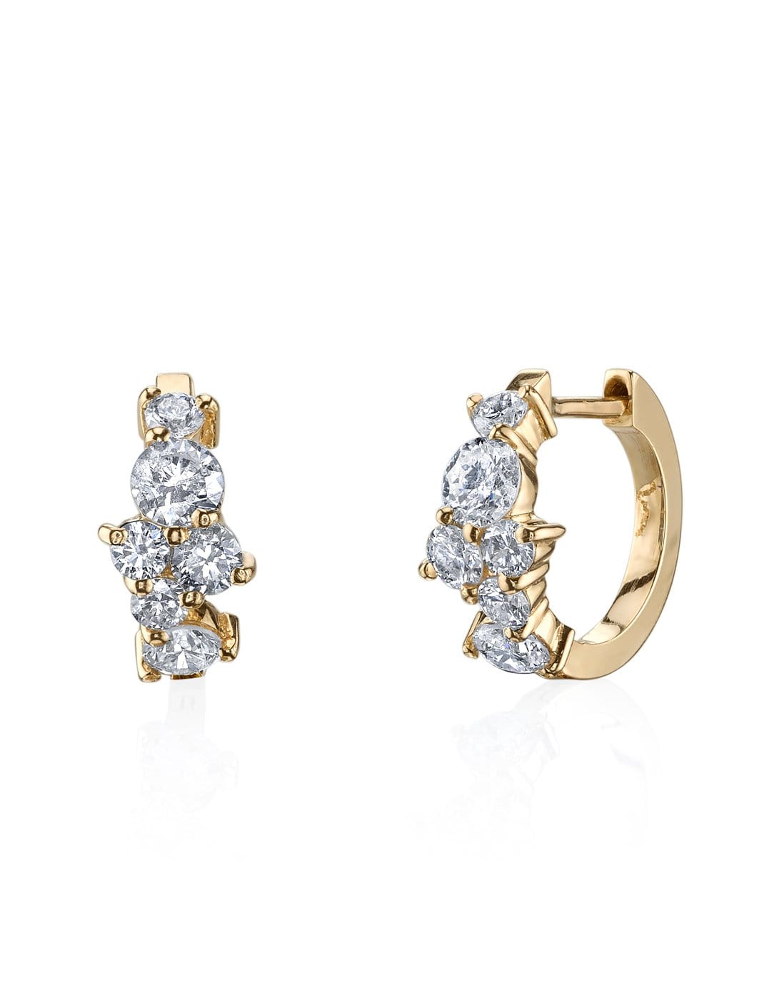 SYDNEY EVAN-Gold & Diamond Cocktail Huggie Hoops-YELLOW GOLD