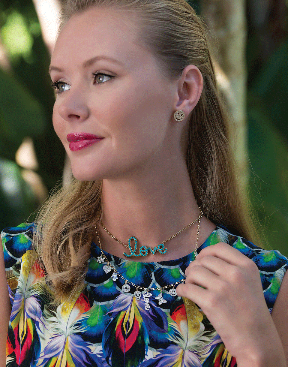 SYDNEY EVAN-Happy Face Studs-YELLOW GOLD
