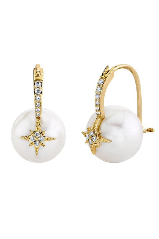 Pearl Starburst Earrings-YELLOW GOLD-JEWELRYFINE JEWELEARRING-SYDNEY EVAN