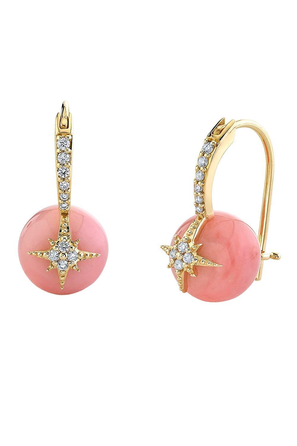 Pink Opal Mini Starburst Earrings-YELLOW GOLD-JEWELRYFINE JEWELEARRING-SYDNEY EVAN