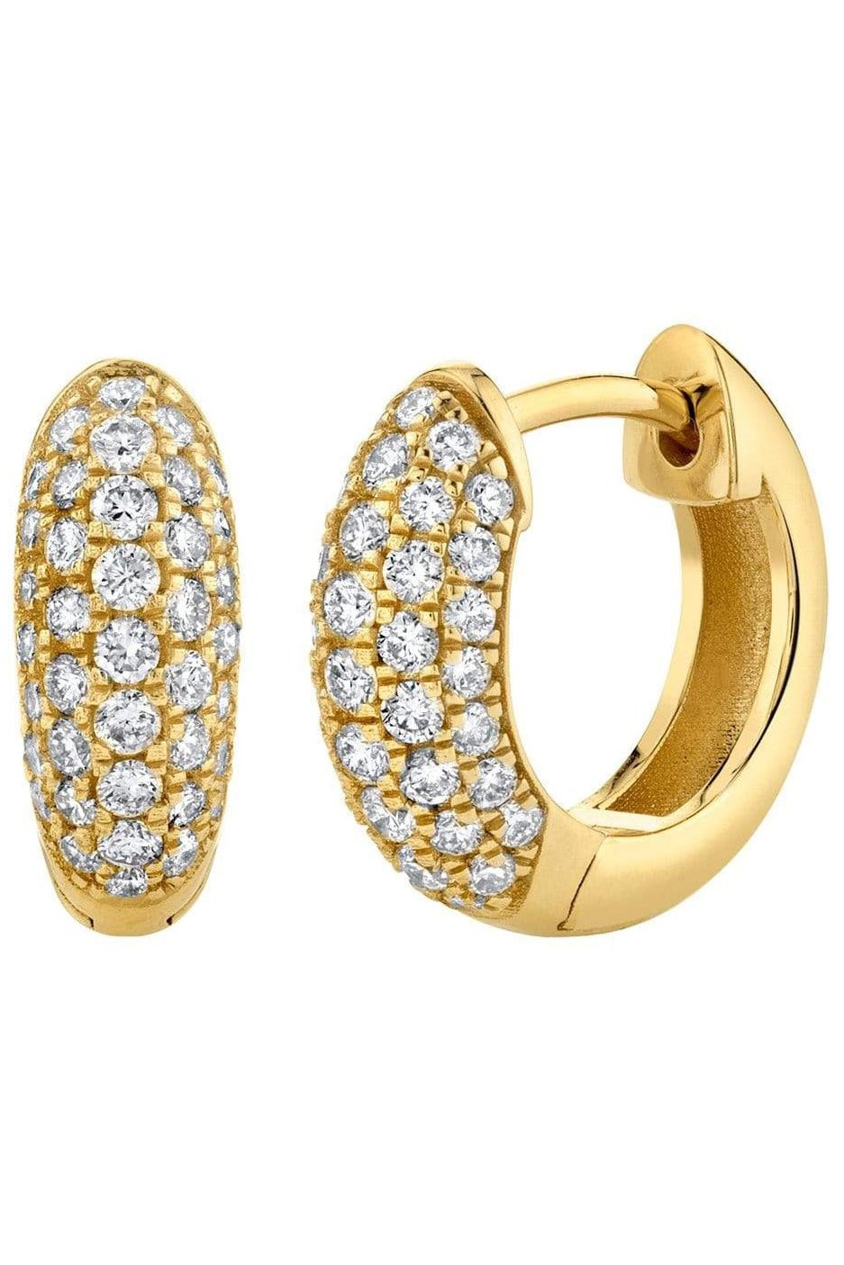 SYDNEY EVAN-Puffy Pave Diamond Huggies-YELLOW GOLD