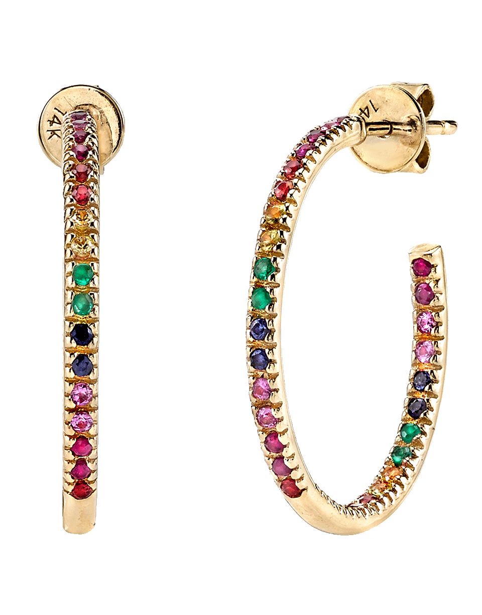 SYDNEY EVAN-Rainbow Hoop Earrings-YELLOW GOLD