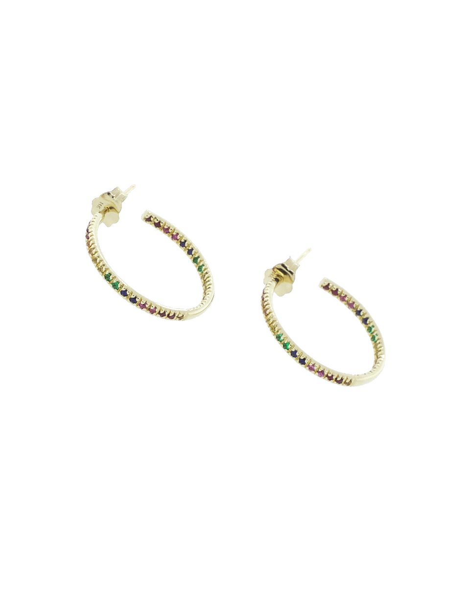 SYDNEY EVAN-Rainbow Hoop Earrings-YELLOW GOLD