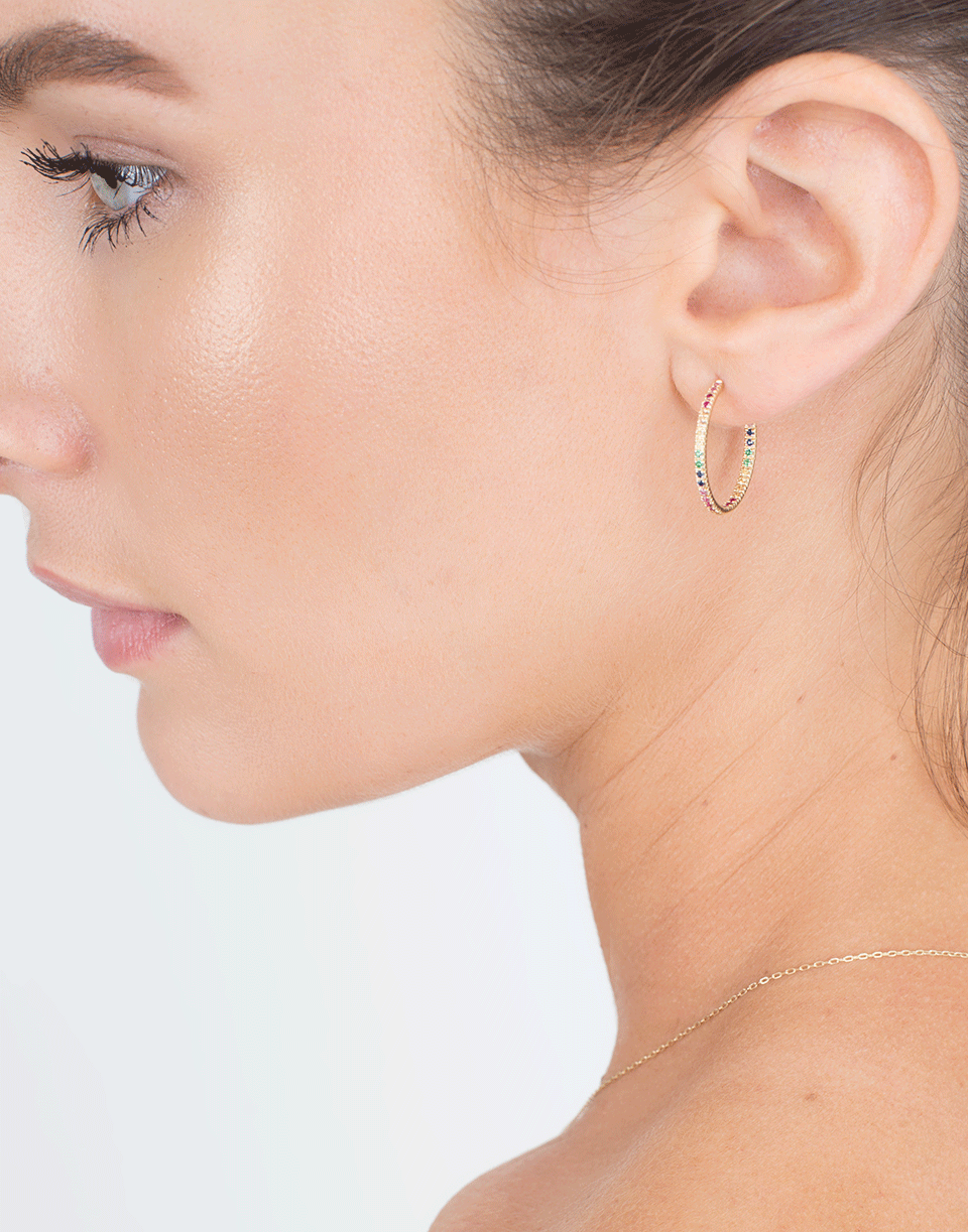 SYDNEY EVAN-Rainbow Hoop Earrings-YELLOW GOLD