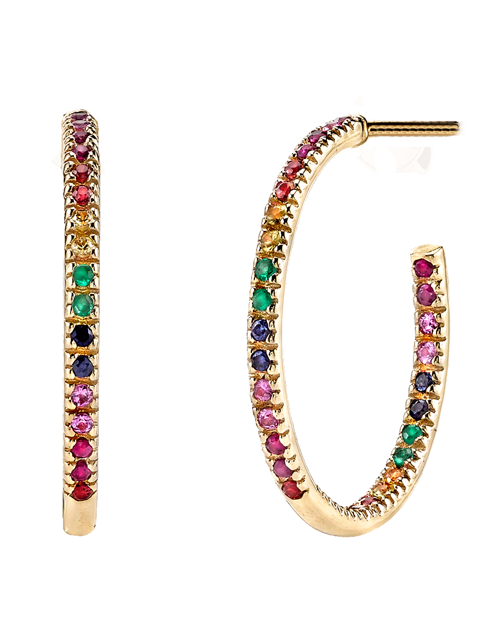 SYDNEY EVAN-Rainbow Hoop Earrings-YELLOW GOLD