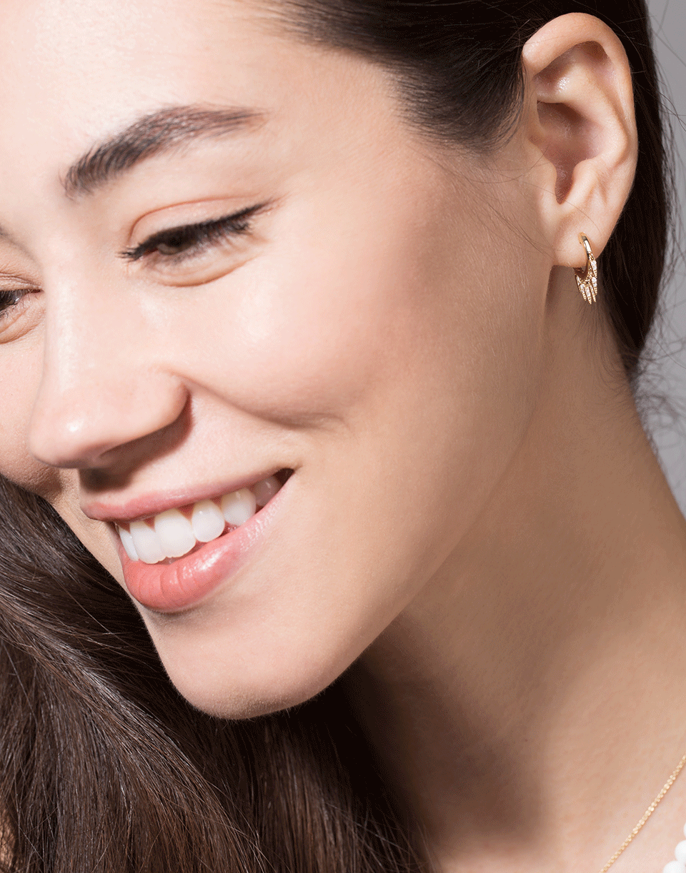 SYDNEY EVAN-Small Pave Diamond Fringe Huggies-YELLOW GOLD