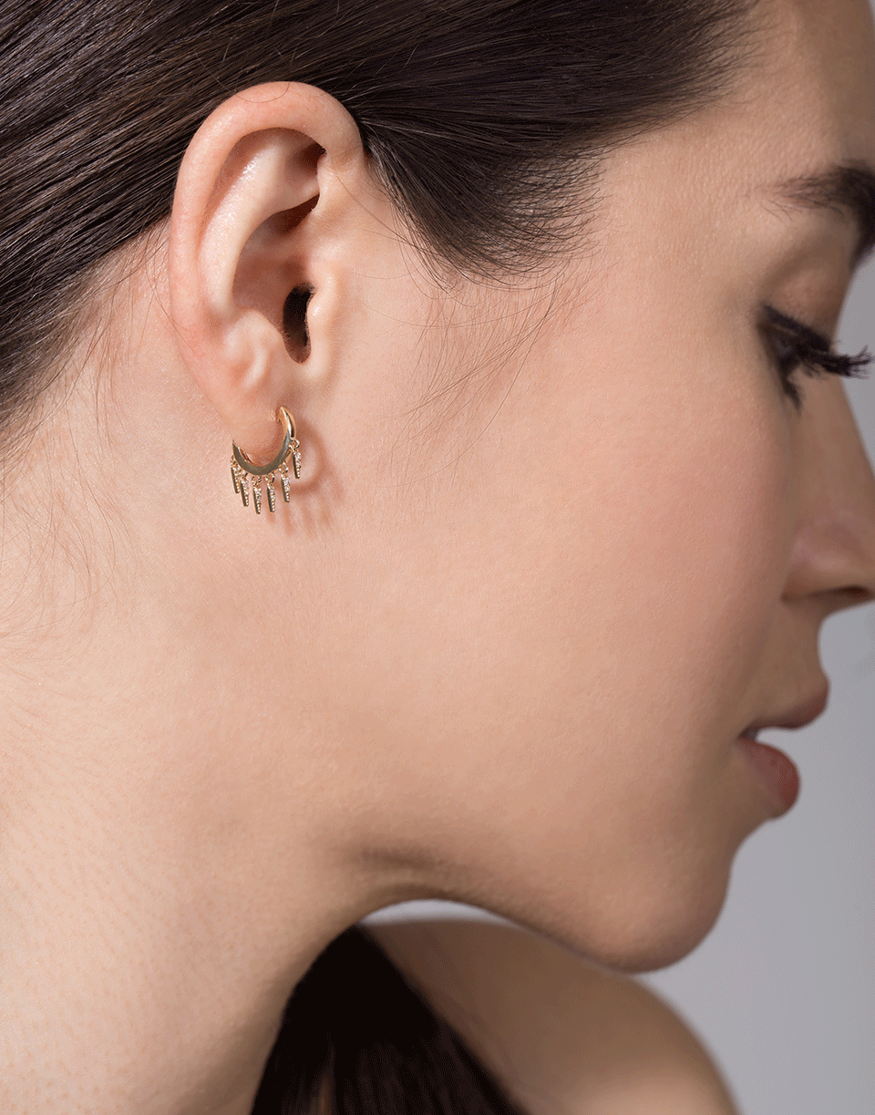 SYDNEY EVAN-Small Pave Diamond Fringe Huggies-YELLOW GOLD