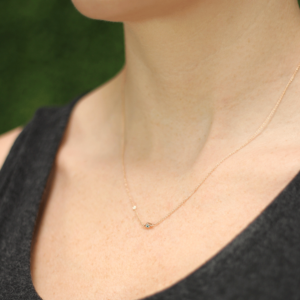 SYDNEY EVAN-Enamel Evil Eye Necklace-ROSE GOLD