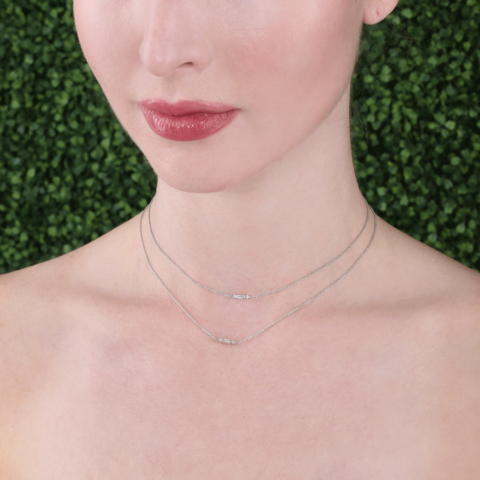 SYDNEY EVAN-Baguette Diamond Bezel Chain Choker-WHITE GOLD