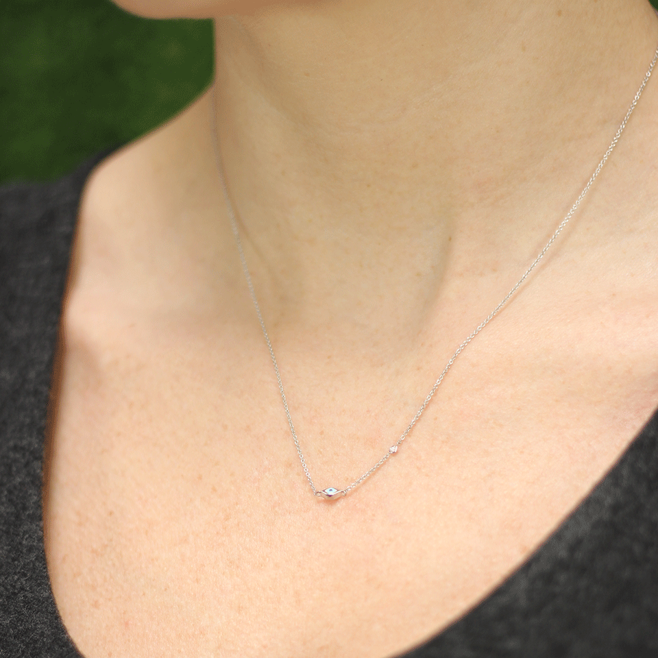 SYDNEY EVAN-Enamel Evil Eye Necklace-WHITE GOLD
