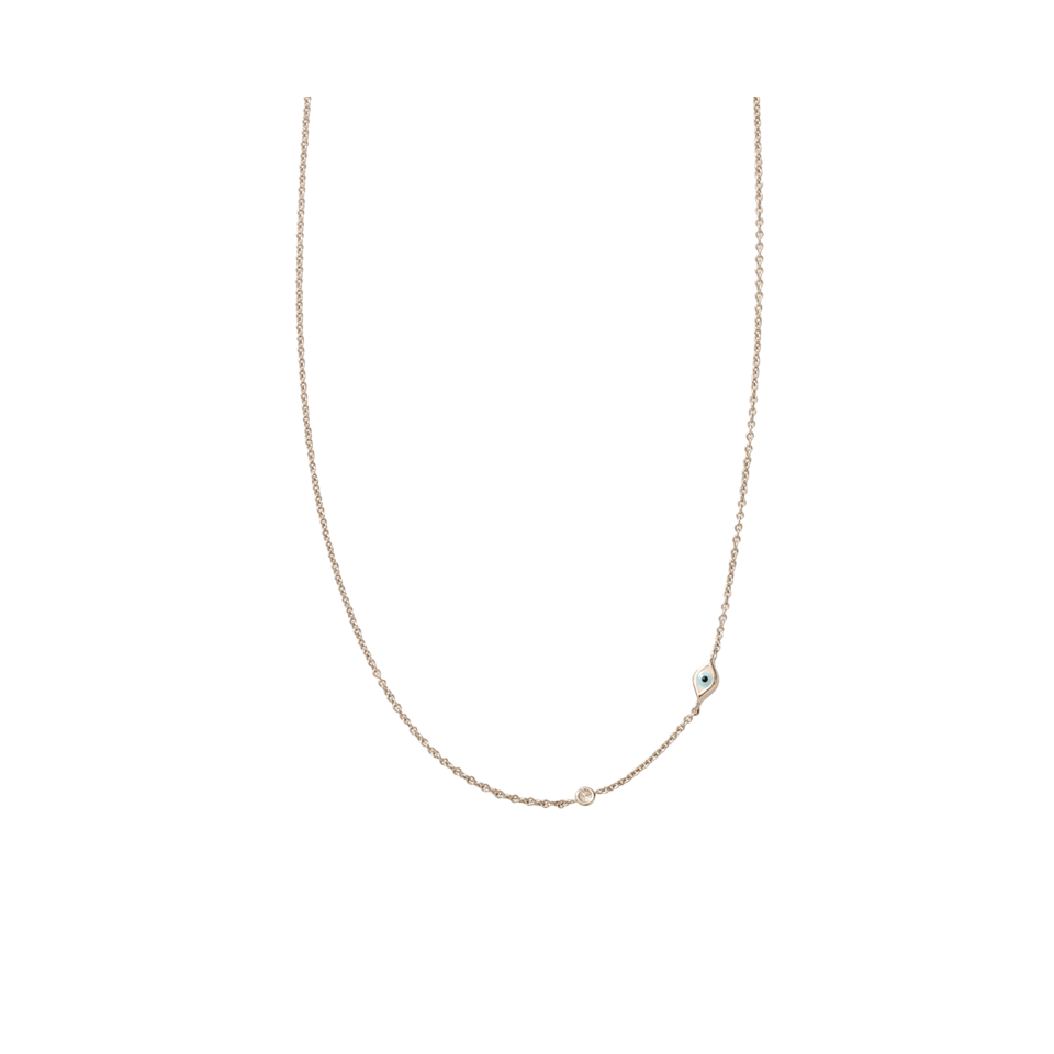 SYDNEY EVAN-Enamel Evil Eye Necklace-WHITE GOLD