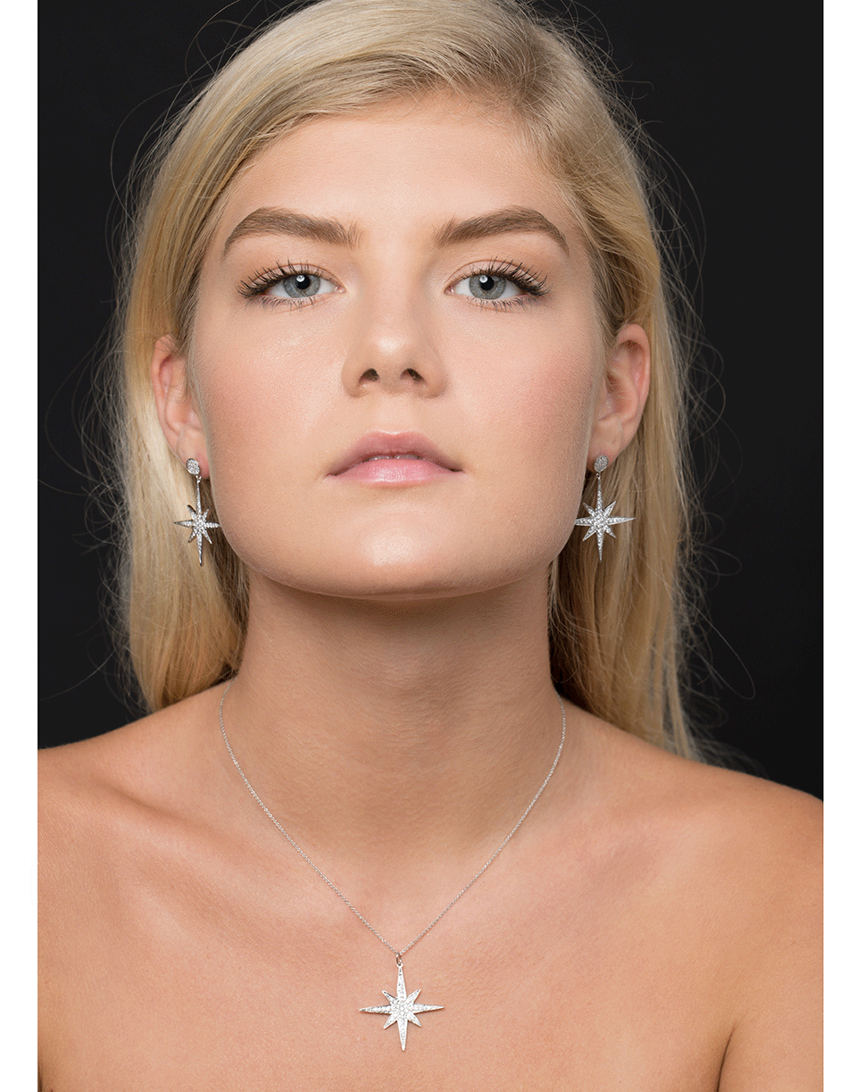 SYDNEY EVAN-Large Pave Diamond Starburst Necklace-WHITE GOLD