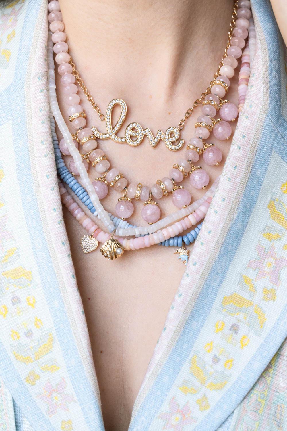 SYDNEY EVAN-Diamond Supersize Script Love Necklace-YELLOW GOLD