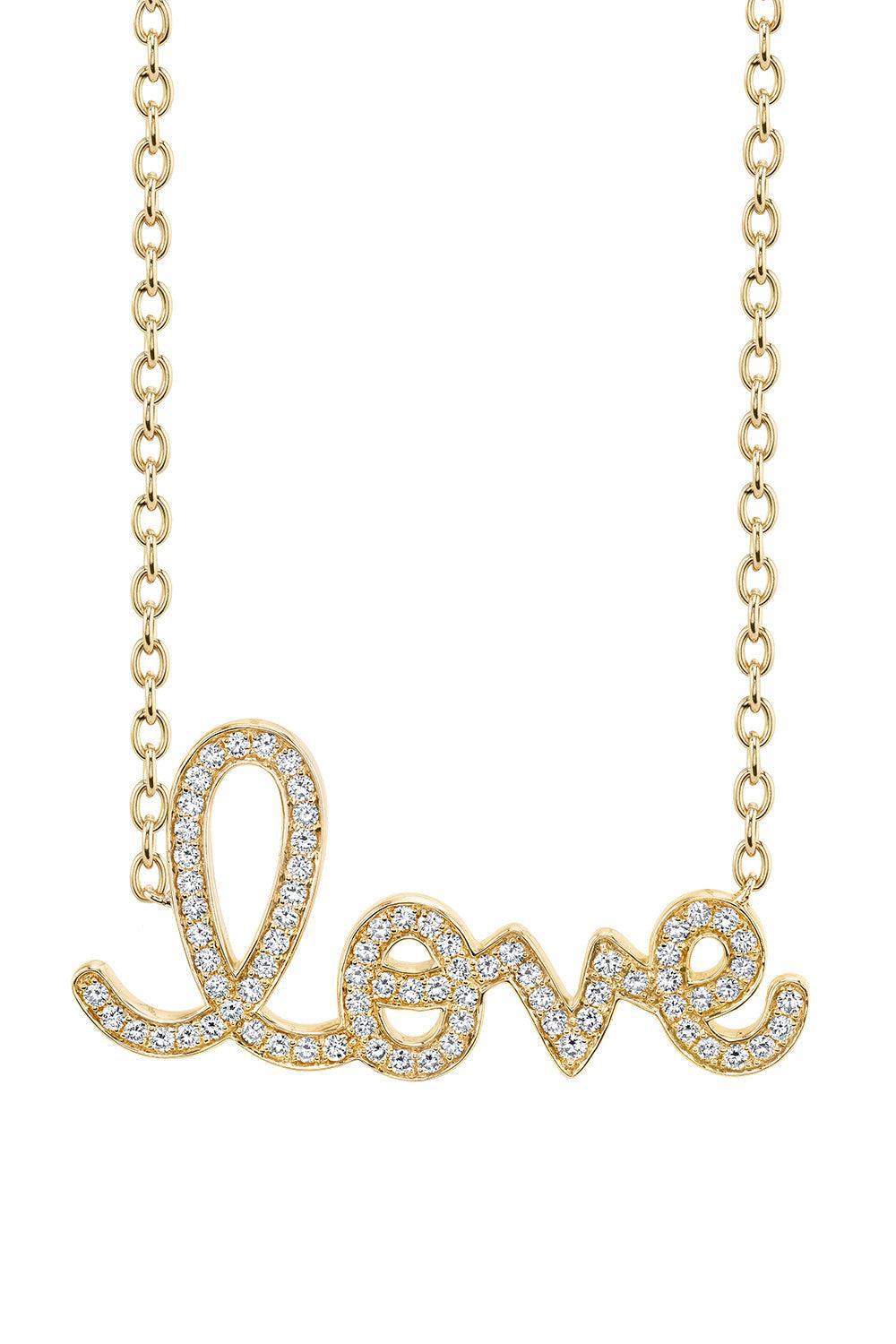 SYDNEY EVAN-Diamond Supersize Script Love Necklace-YELLOW GOLD