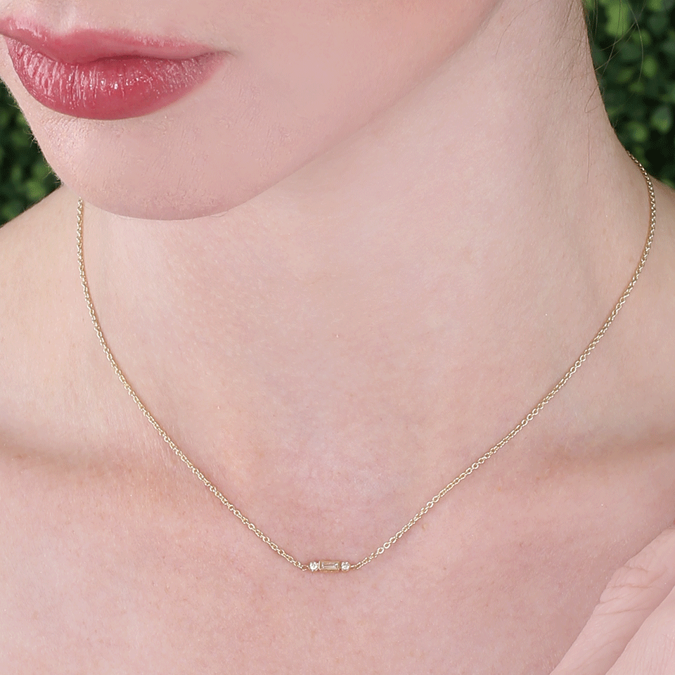 SYDNEY EVAN-Baguette Diamond Bezel Chain Choker-YELLOW GOLD