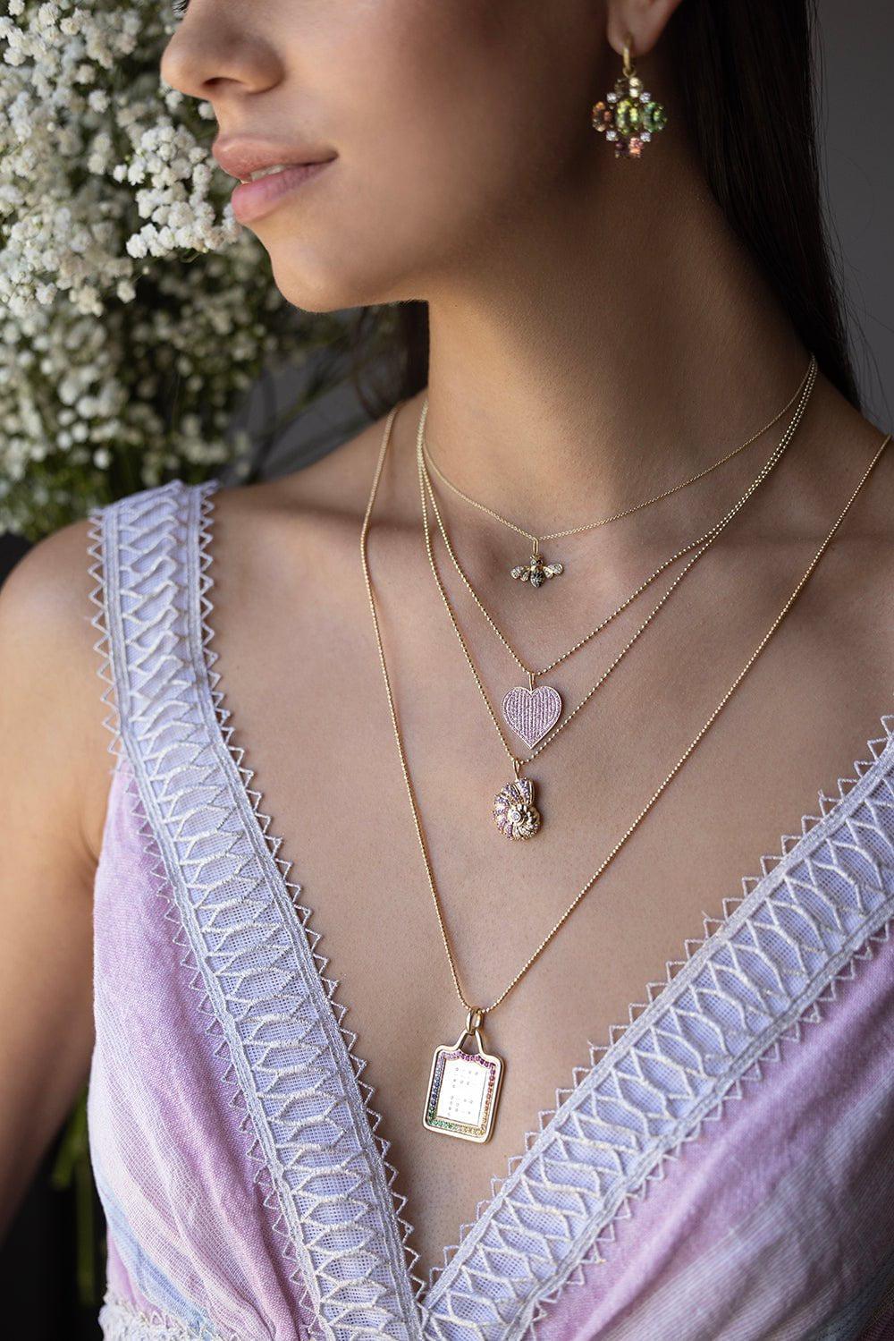 SYDNEY EVAN-Bee Charm Necklace-YELLOW GOLD