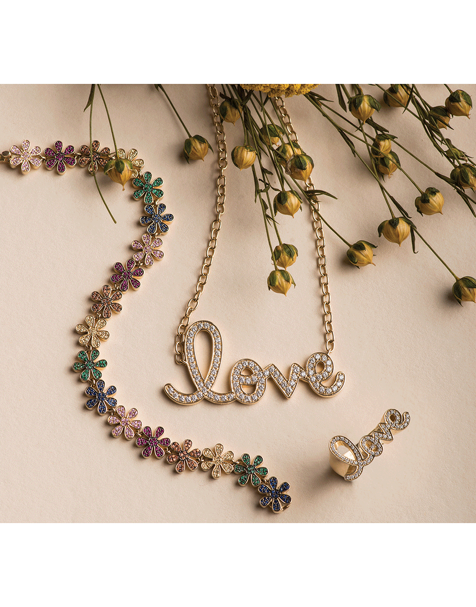 SYDNEY EVAN-Big Love Script Necklace-YELLOW GOLD
