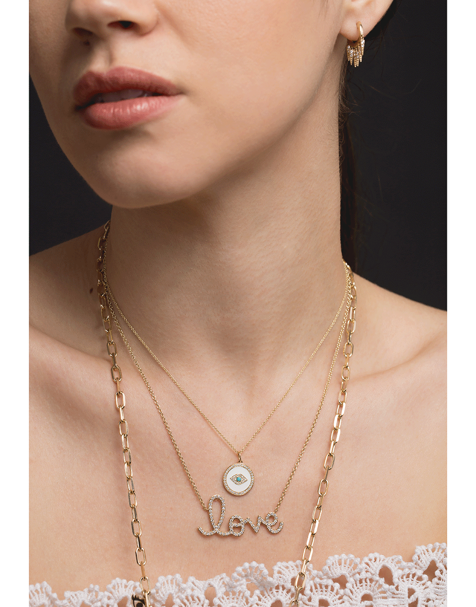 SYDNEY EVAN-Big Love Script Necklace-YELLOW GOLD