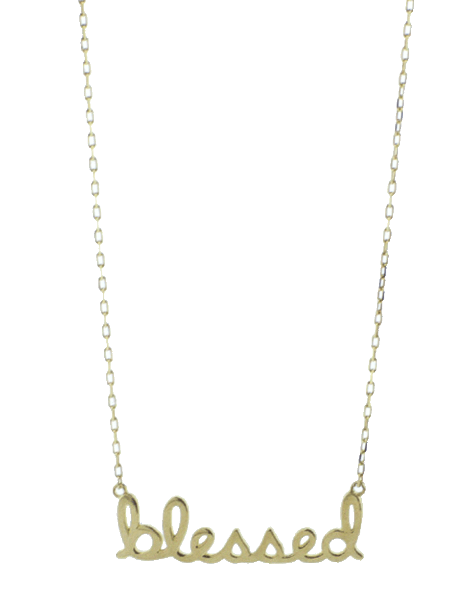 SYDNEY EVAN-Blessed Script Necklace-YELLOW GOLD