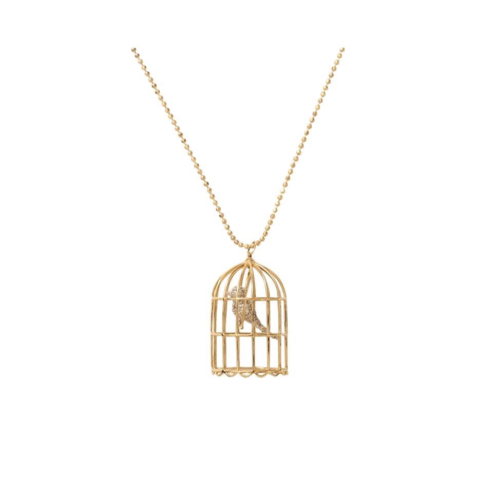 SYDNEY EVAN-Caged Albert Charm Necklace-YELLOW GOLD