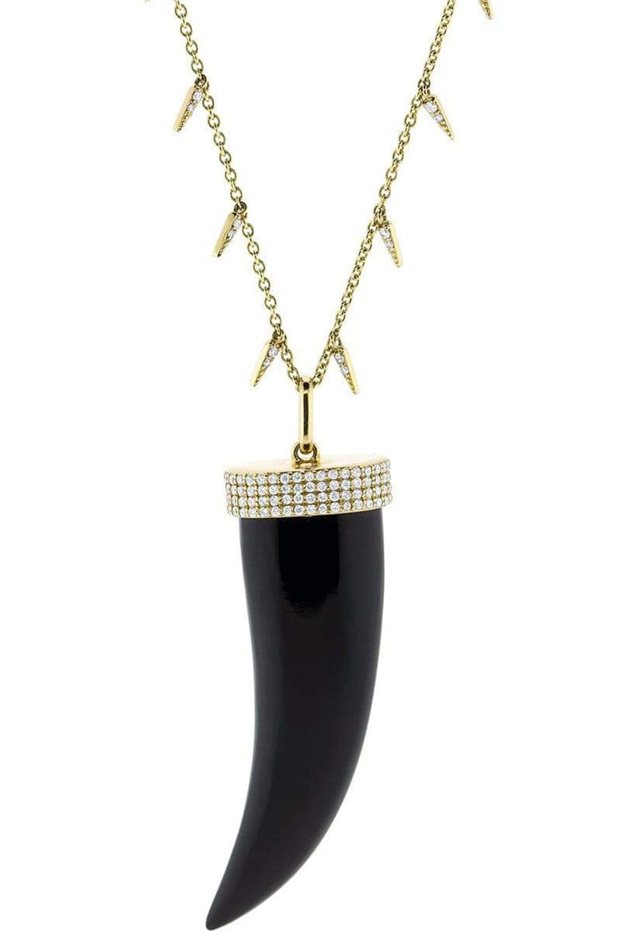 SYDNEY EVAN-Carved Onyx Horn Necklace-YELLOW GOLD