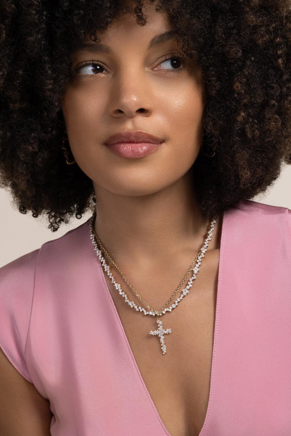 Diamond Eternity Cocktail Necklace-YELLOW GOLD-JEWELRYFINE JEWELNECKLACE O-SYDNEY EVAN