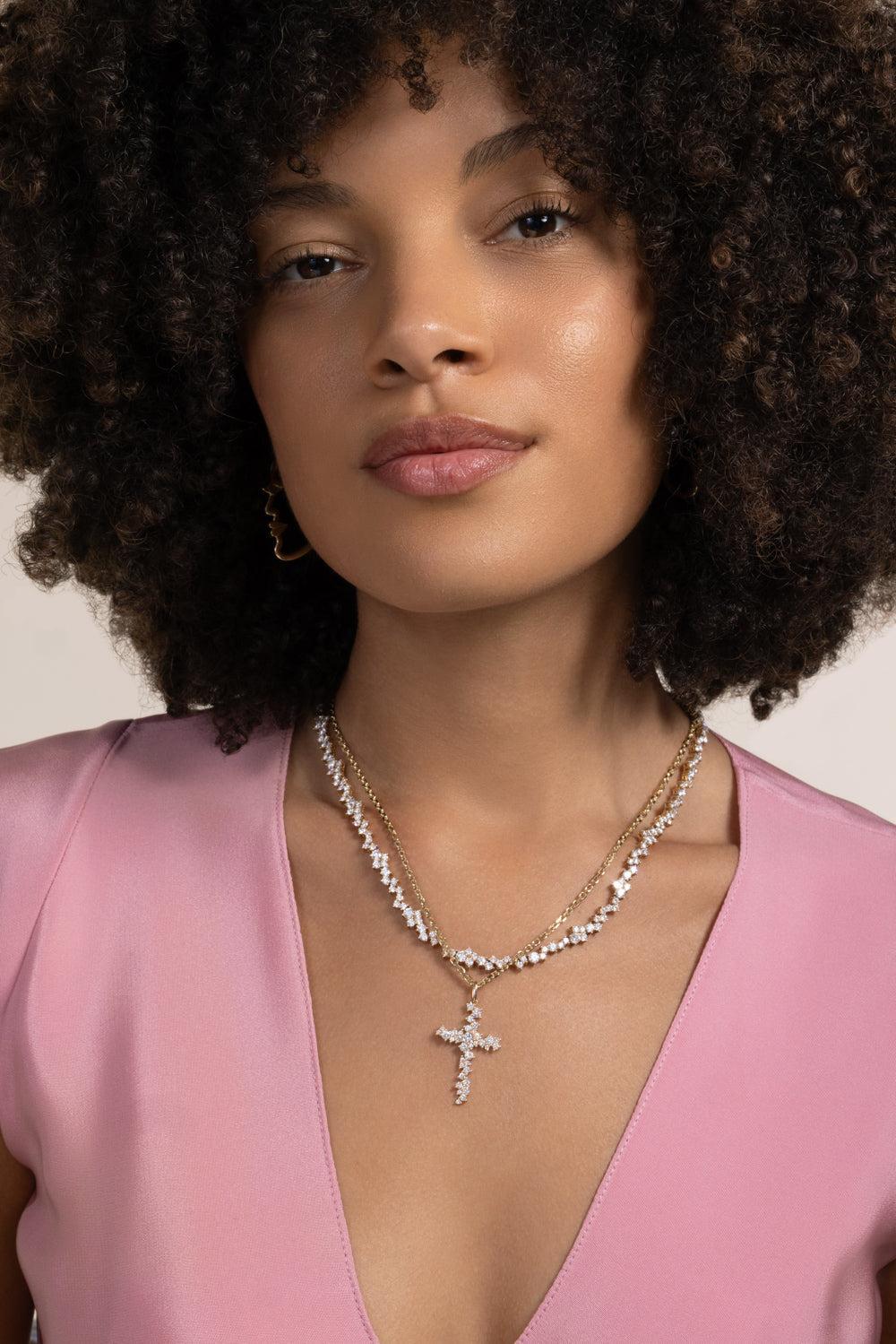 Diamond Eternity Cocktail Necklace-YELLOW GOLD-JEWELRYFINE JEWELNECKLACE O-SYDNEY EVAN