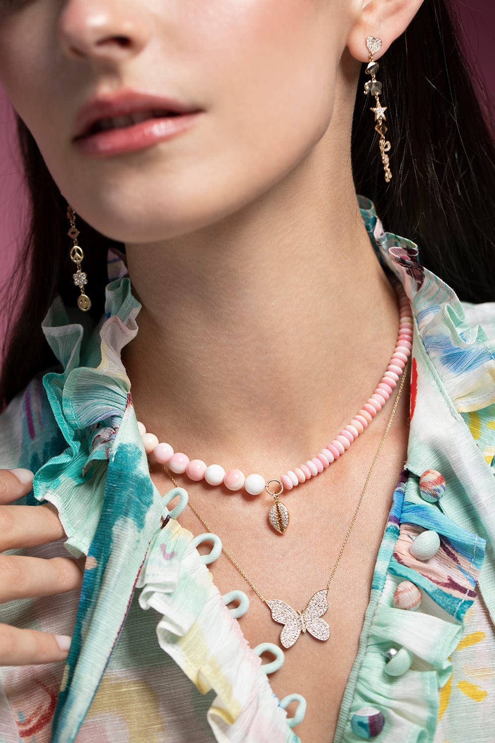SYDNEY EVAN-Diamond Large Butterfly Necklace-YELLOW GOLD