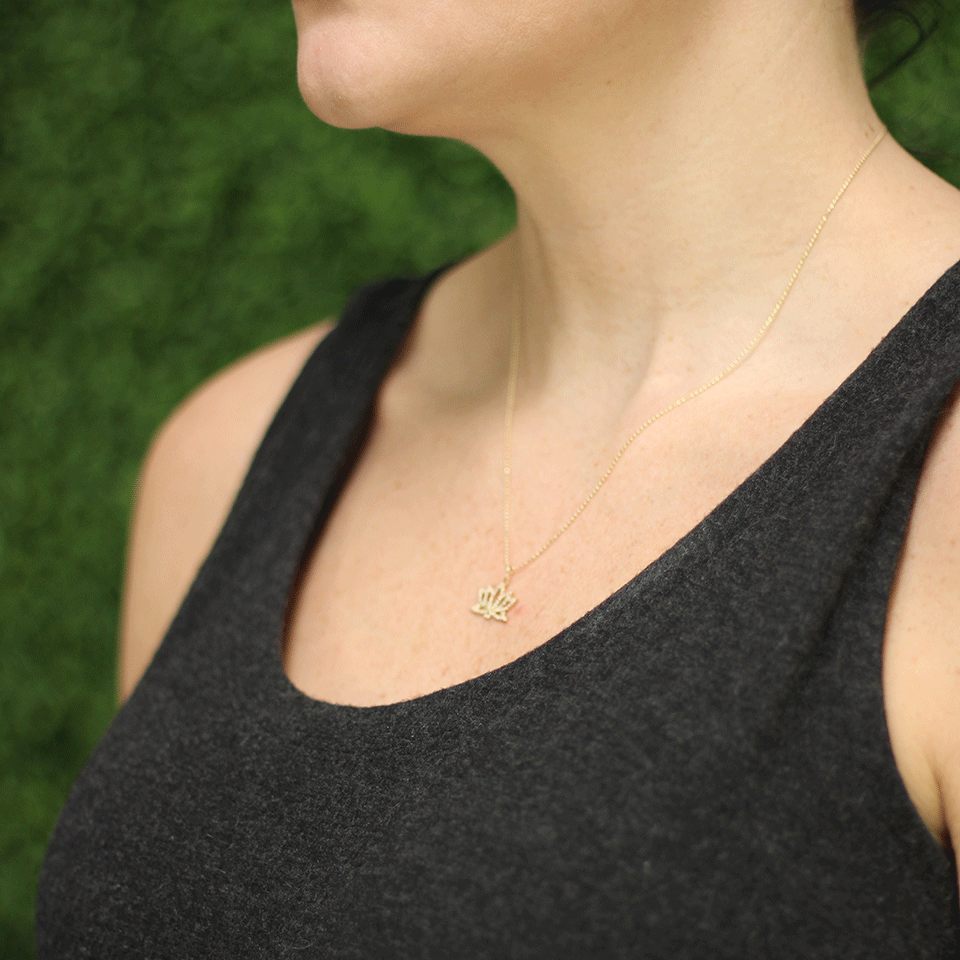 SYDNEY EVAN-Diamond Lotus Necklace-YELLOW GOLD