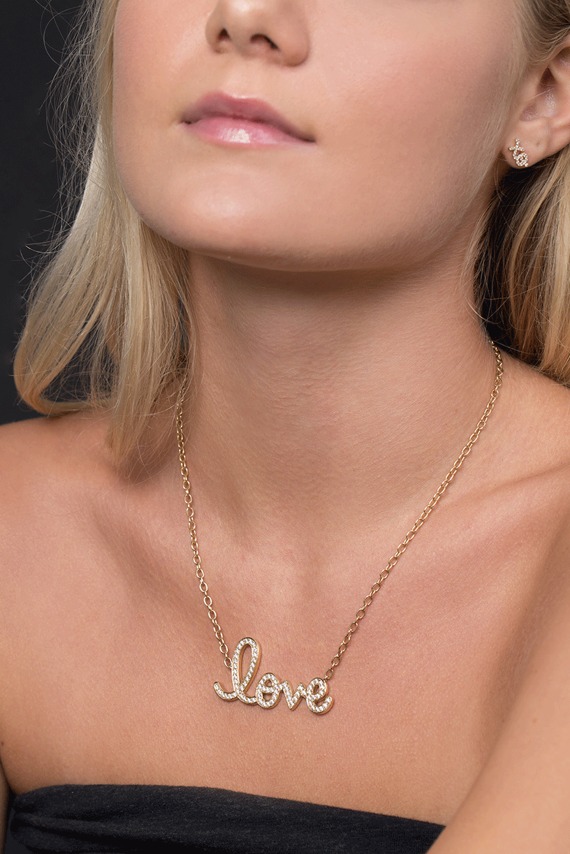SYDNEY EVAN-Diamond Love Necklace-YELLOW GOLD