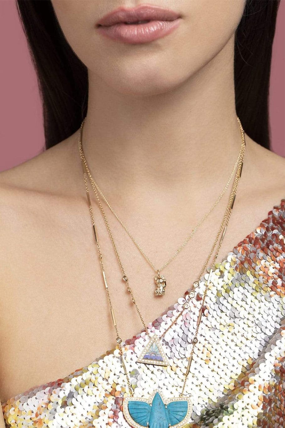 SYDNEY EVAN-Diamond Lucky Cat Necklace-YELLOW GOLD