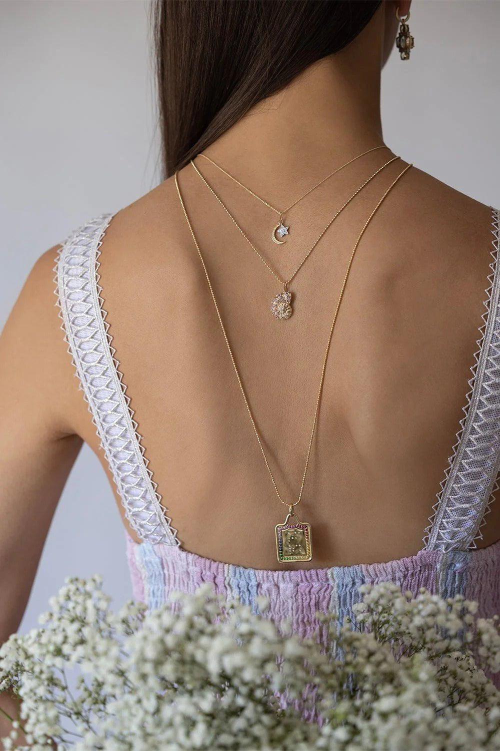 SYDNEY EVAN-Diamond Moon And Star Necklace-YELLOW GOLD