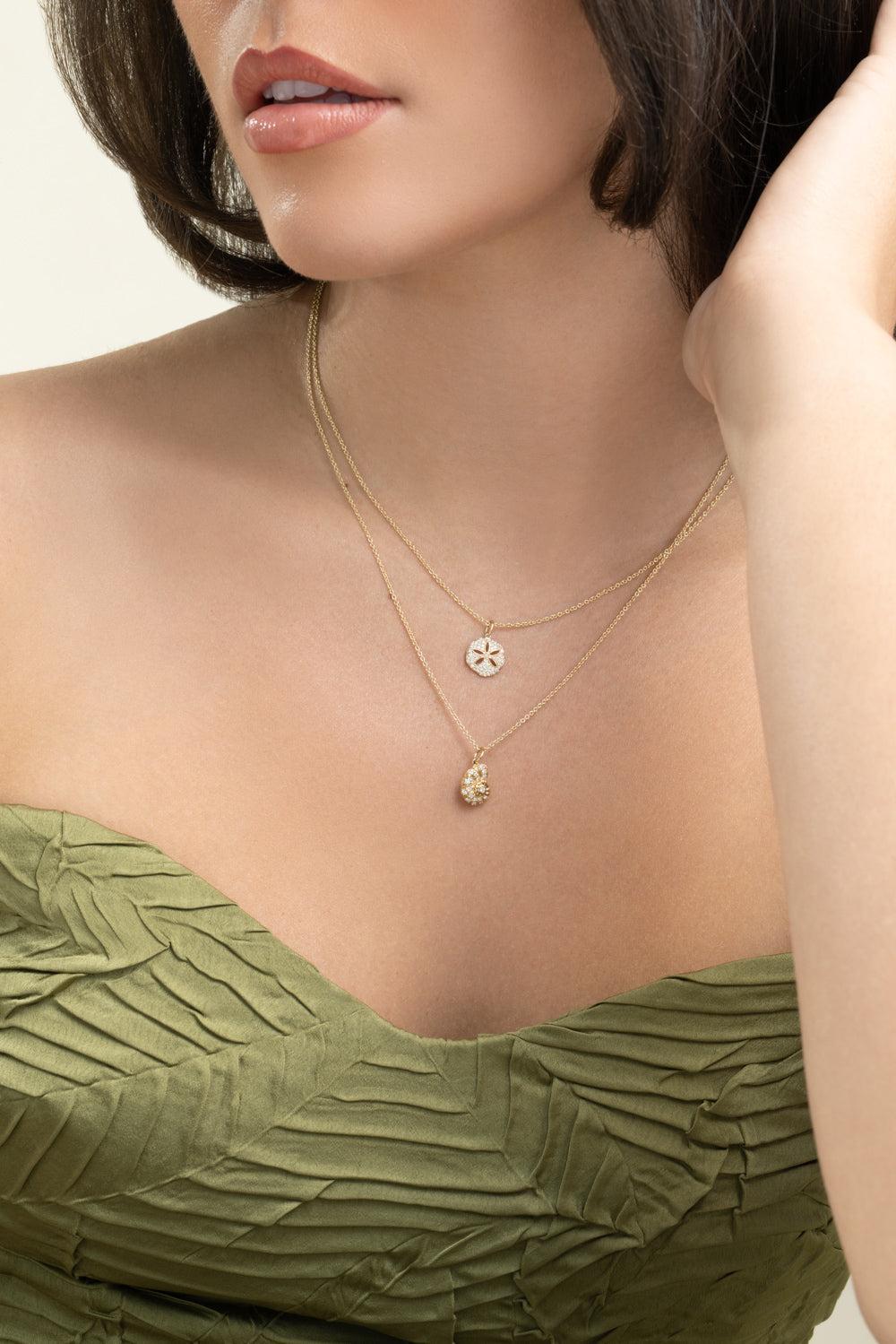 Diamond Nautilus Shell Necklace-YELLOW GOLD-JEWELRYFINE JEWELNECKLACE O-SYDNEY EVAN