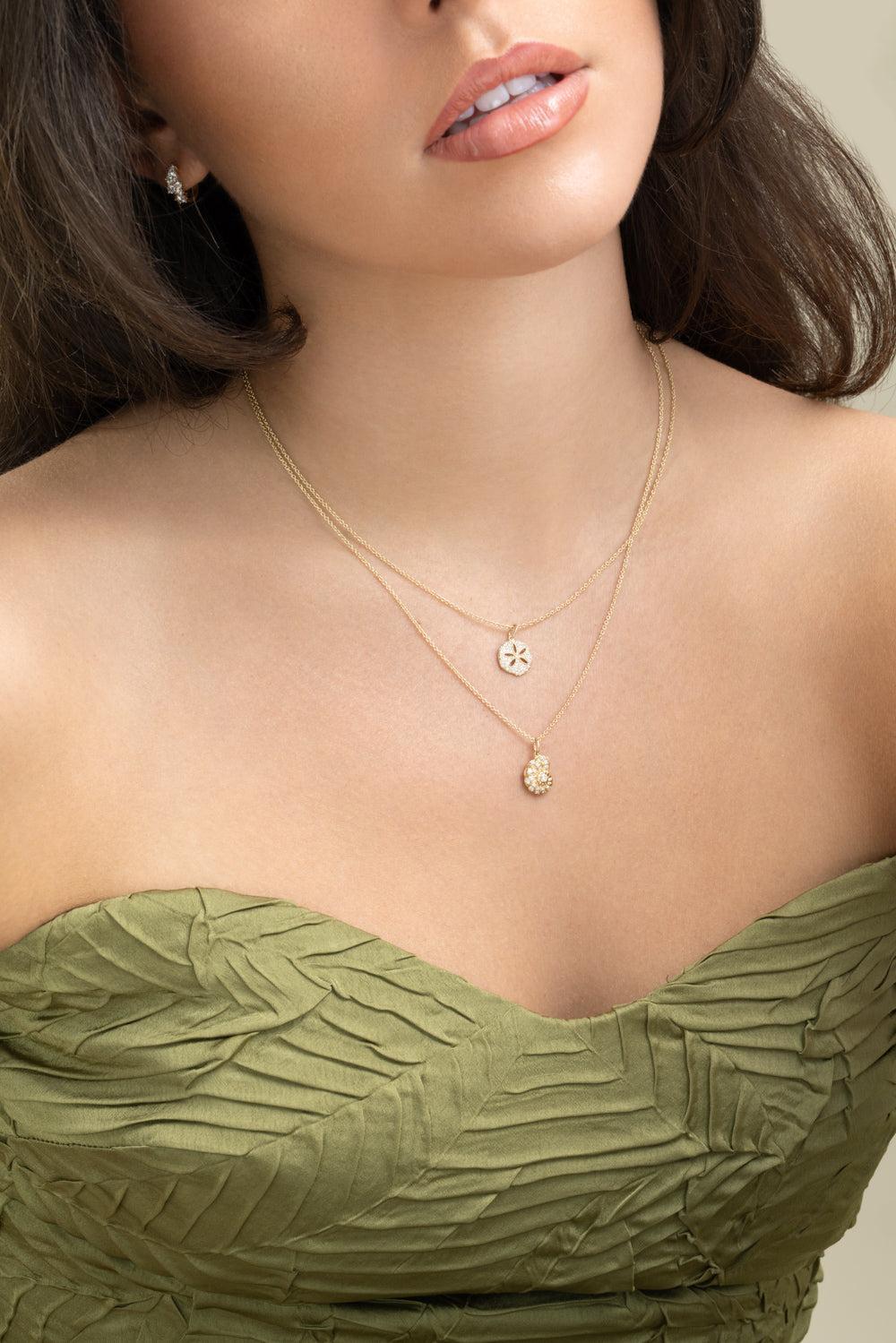 Diamond Nautilus Shell Necklace-YELLOW GOLD-JEWELRYFINE JEWELNECKLACE O-SYDNEY EVAN