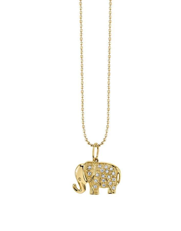 SYDNEY EVAN-Diamond Small Elephant Necklace-YELLOW GOLD