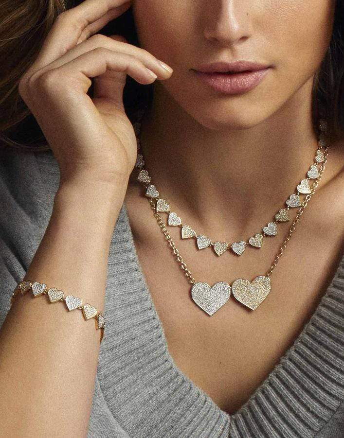 SYDNEY EVAN-Double Heart Eternity Necklace-YELLOW GOLD