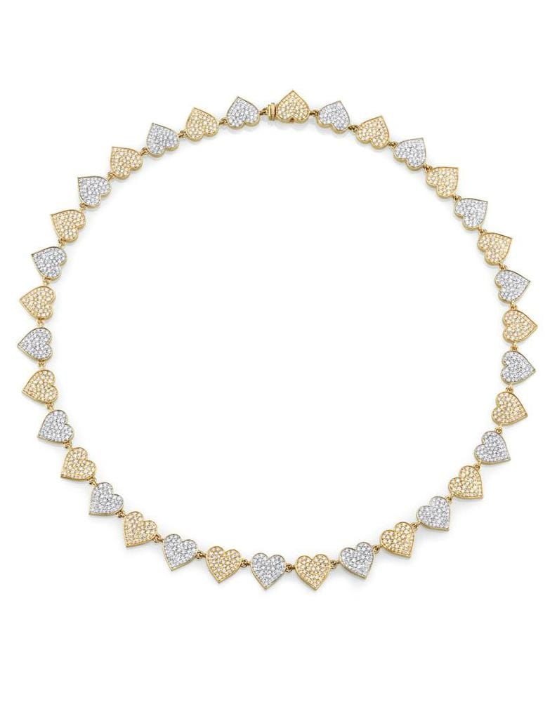 SYDNEY EVAN-Double Heart Eternity Necklace-YELLOW GOLD