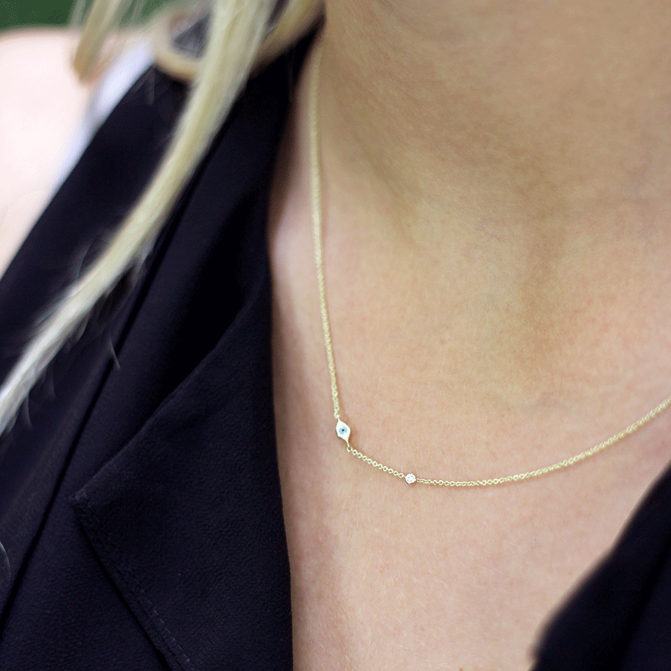 SYDNEY EVAN-Enamel Evil Eye Necklace-YELLOW GOLD