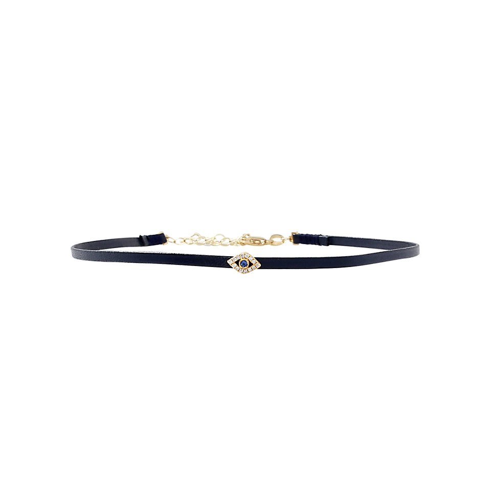 SYDNEY EVAN-Evil Eye Slider Bead Navy Choker-YELLOW GOLD