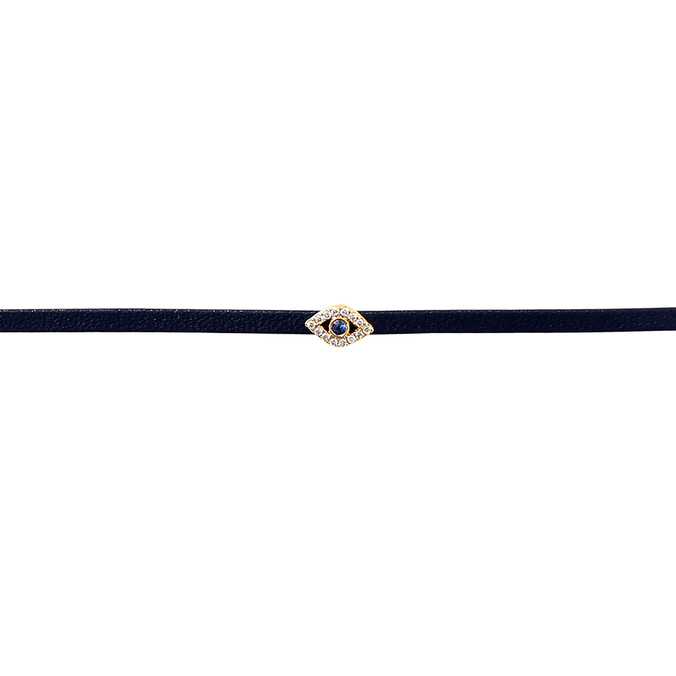 SYDNEY EVAN-Evil Eye Slider Bead Navy Choker-YELLOW GOLD
