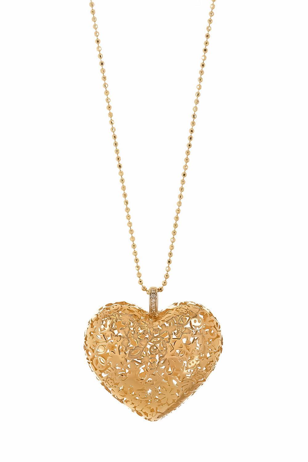 Extra Large Puffy Heart Icon Pendant Necklace-YELLOW GOLD-JEWELRYFINE JEWELNECKLACE O-SYDNEY EVAN